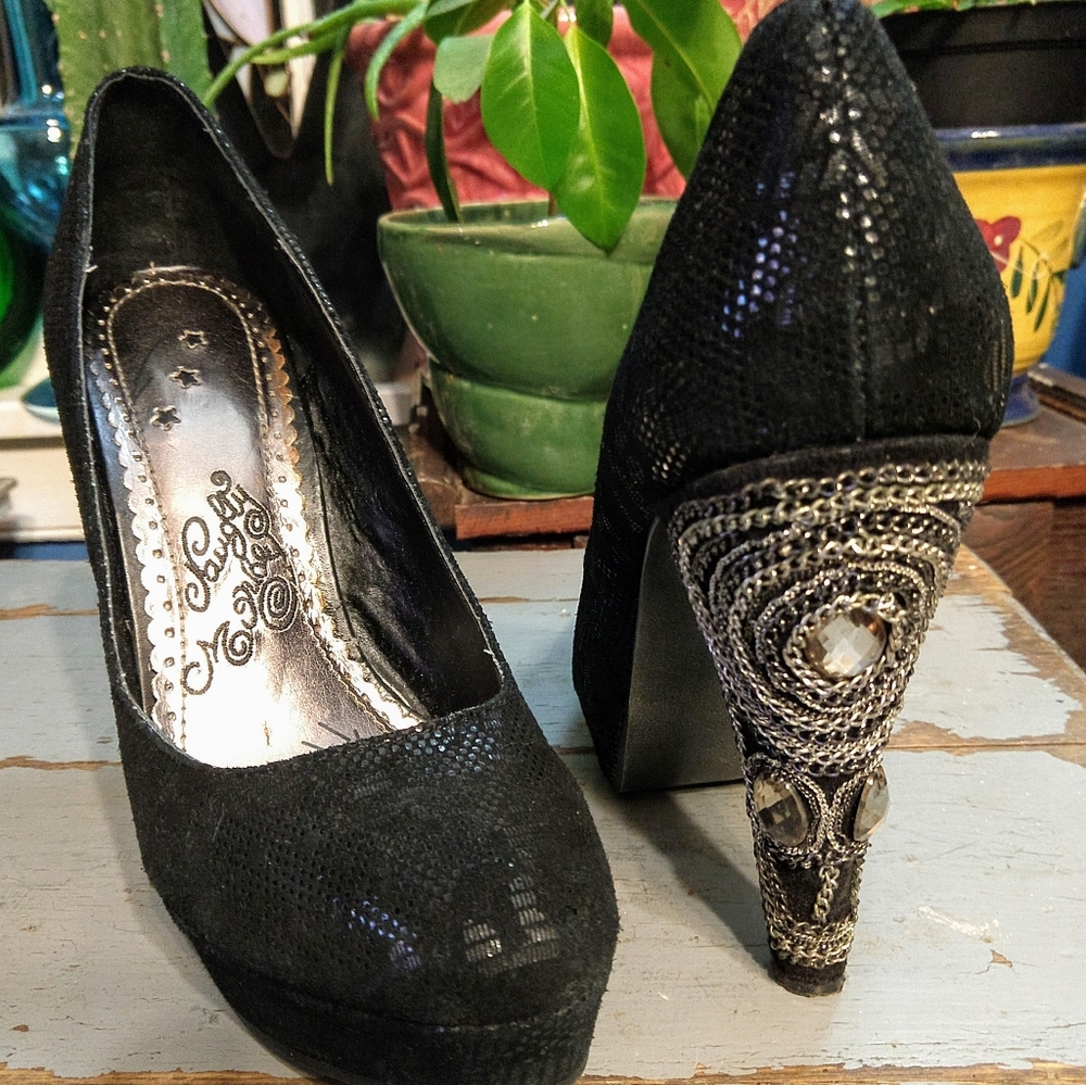 Naughty Monkey Leather Platforms Embellished Heels - image 2